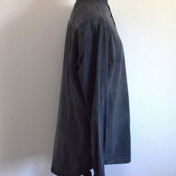 Gray Washed Cotton Button Down Long Sleeve Shirt - Picture 3 of 8